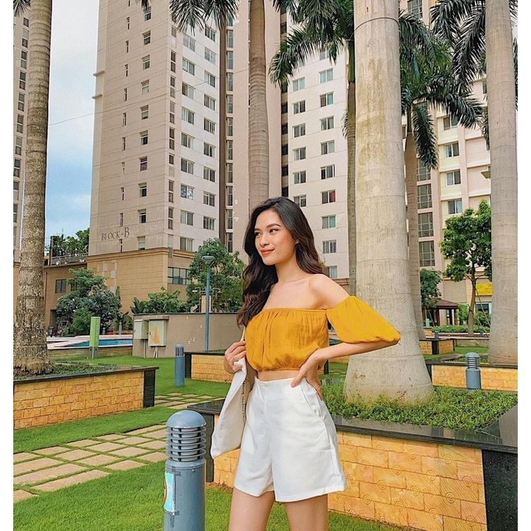 Quần shorts basic ống xoè túi chéo