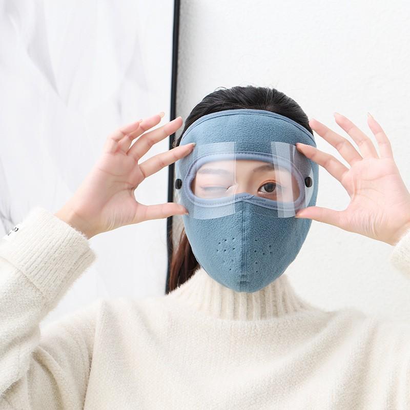 Khẩu trang ninja trùm kín mặt thêm kính bảo vệ mắt chống nắng chống gió bụi nắng hanh mùa đông nam nữ