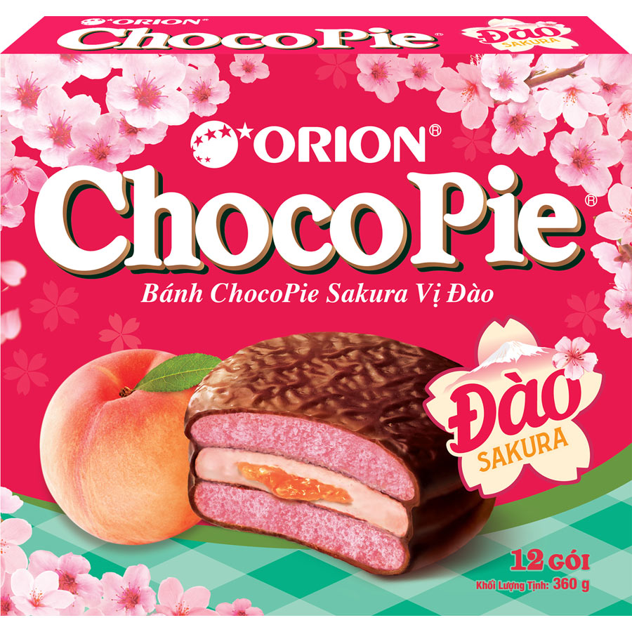 BÁNH TẾT ORION - BÁNH CHOCOPIE SAKURA VỊ ĐÀO 372G