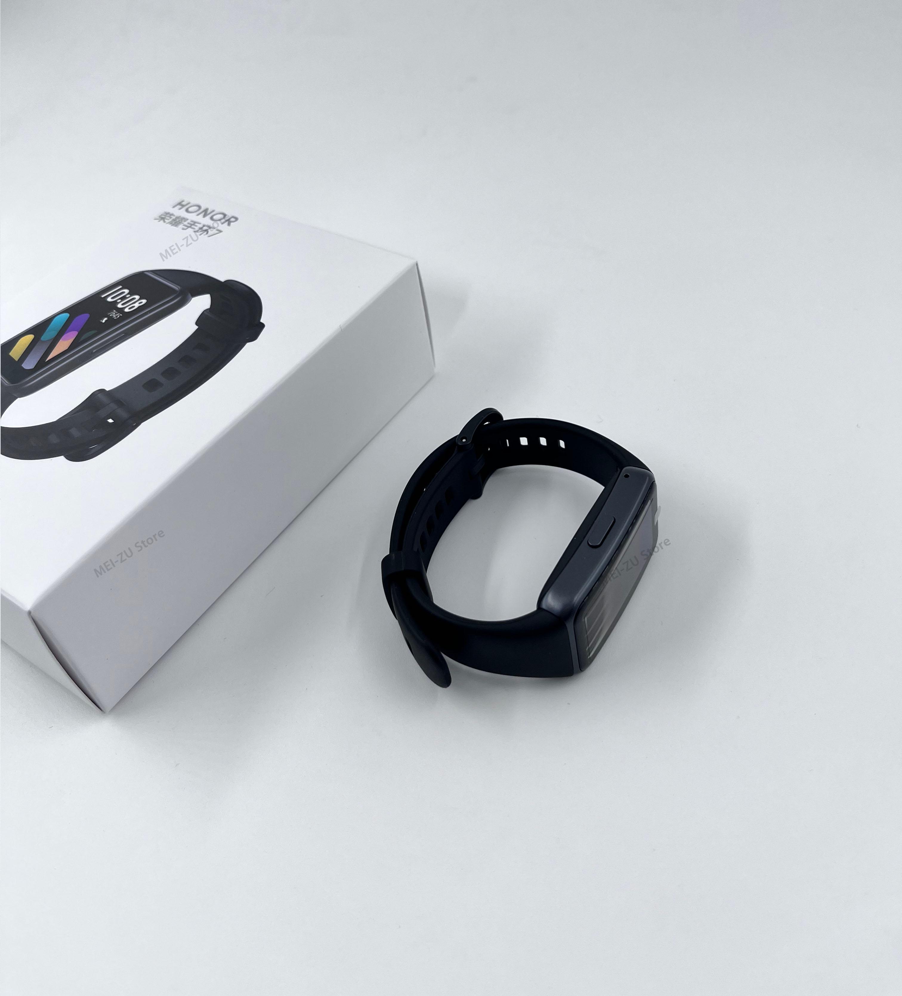 Phiên bản toàn cầu Đồng hồ thông minh Honor Band 7 Màn hình AMOLED 1.47 '' Vòng đeo thông minh 5ATM Theo dõi nhịp tim oxy trong máu Bluetooth 5.0 Màu sắc: Xanh lục Dây đeo màu cam
