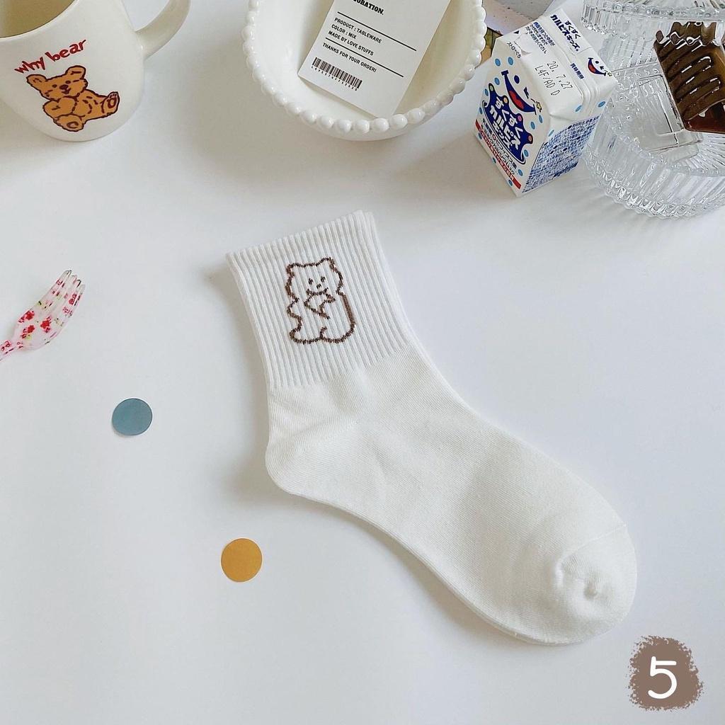 Set Tất Vớ Trắng Cao Cổ Nam Nữ Cổ Nhún Cao Có Tag Mác Ulzzang Lolita Vịt Gấu Maxshopdoc