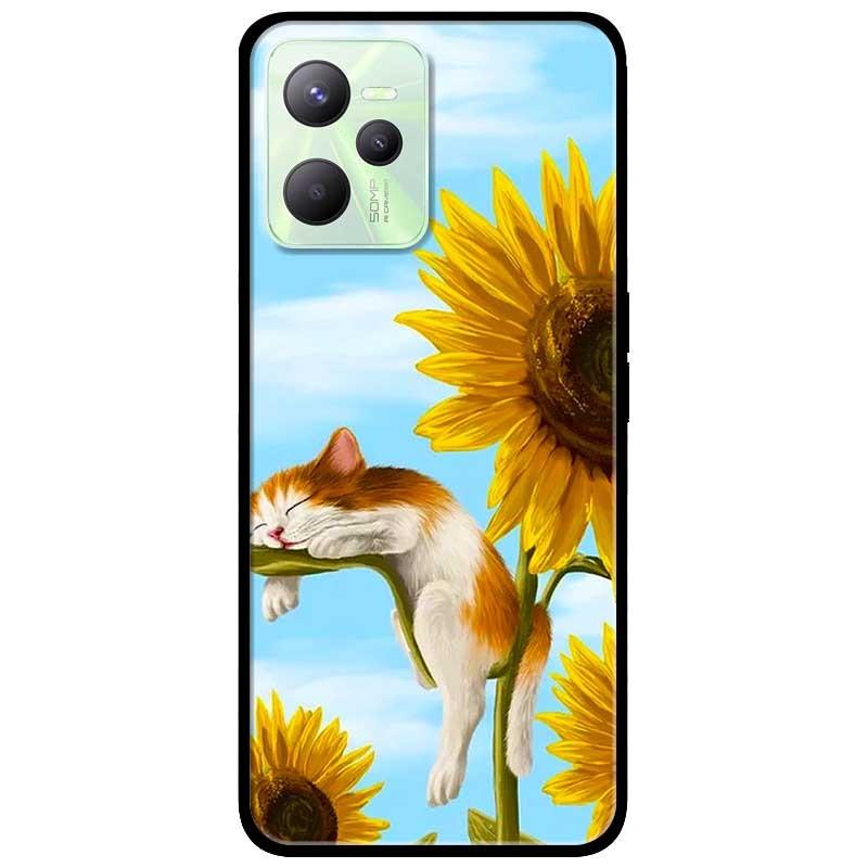 Ốp lưng dành cho Realme C35 mẫu Mèo Ngủ Hoa