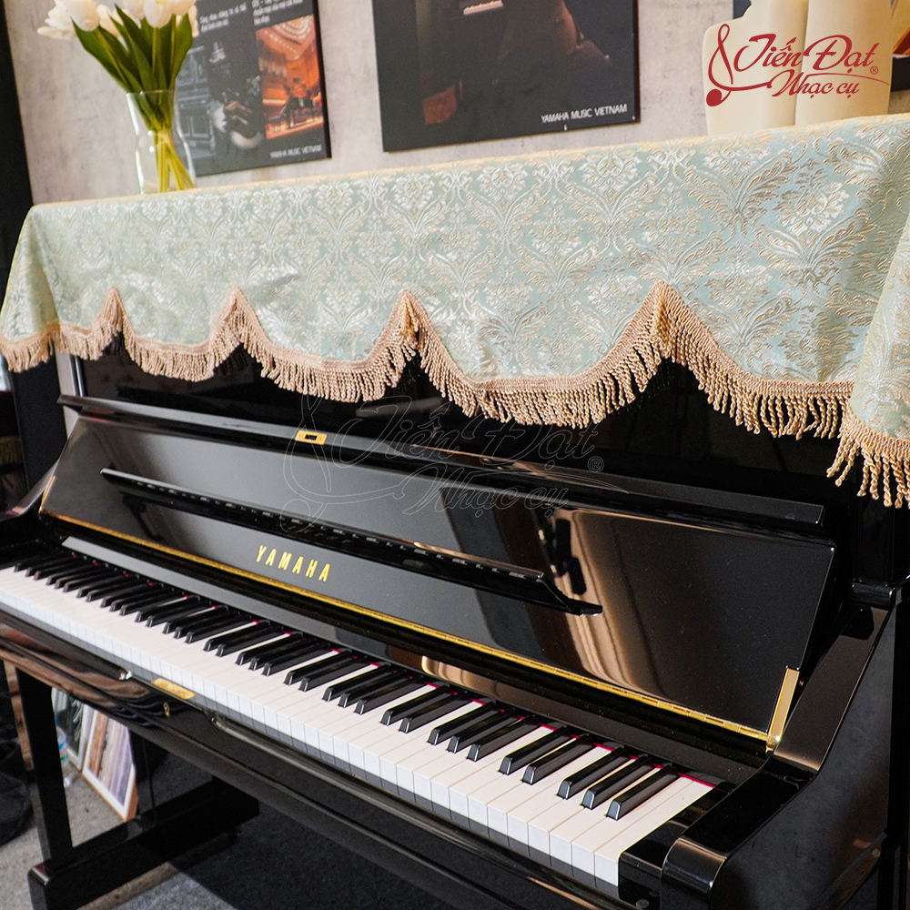 Khăn Phủ Đàn Piano Màu Xanh Ngọc Bích, Họa Tiết Sang Trọng KU-024