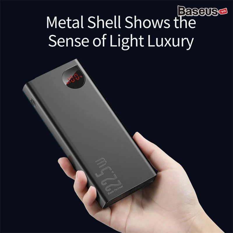 Pin dự phòng sạc nhanh, vỏ kim loại Baseus Adaman Metal Digital Display Quick Charge Power Bank 20000mAh - hàng chính hãng