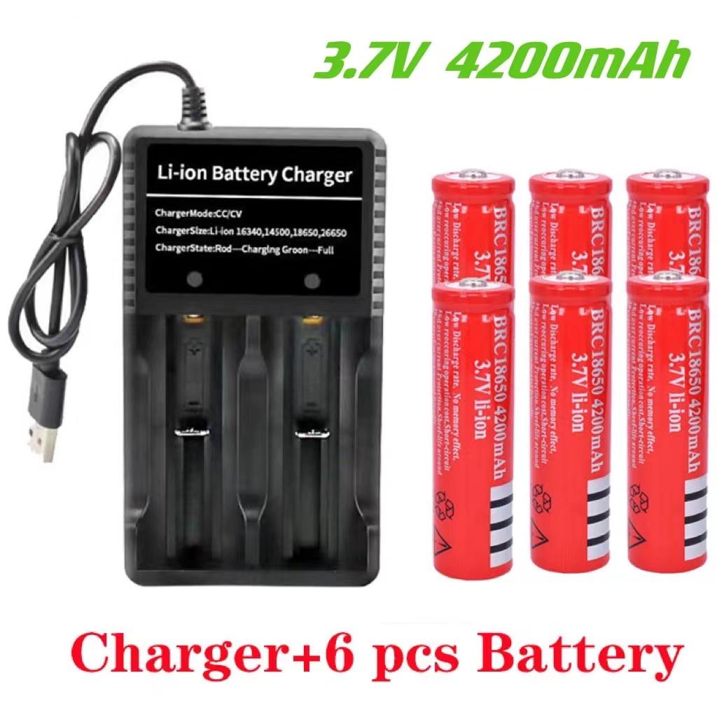 2-10 Chiếc Mới 100% Chính Hãng Pin Sạc 18650 18650 4200 MAh 3.7 V Cho Đèn Pin LED Đèn Pin + Sạc USB Điện Áp Danh Định: 3.7V
