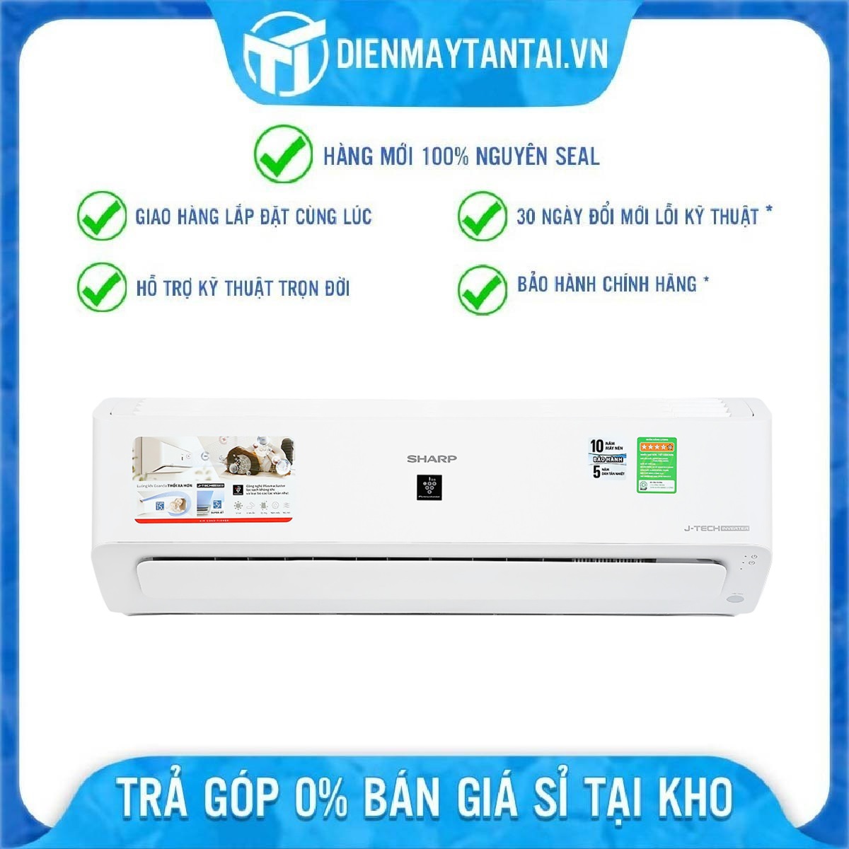 Máy Lạnh Sharp Inverter 1.5 HP AH-XP13YMW - Chỉ giao HCM