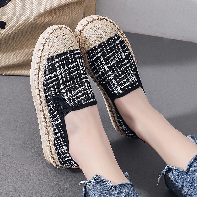 Slip on - Giày lười vải nữ phong cách HQ - Chất liệu vải sợi thô dệt kiểu len thoáng khí, đế cao su chống trơn - Mã 681