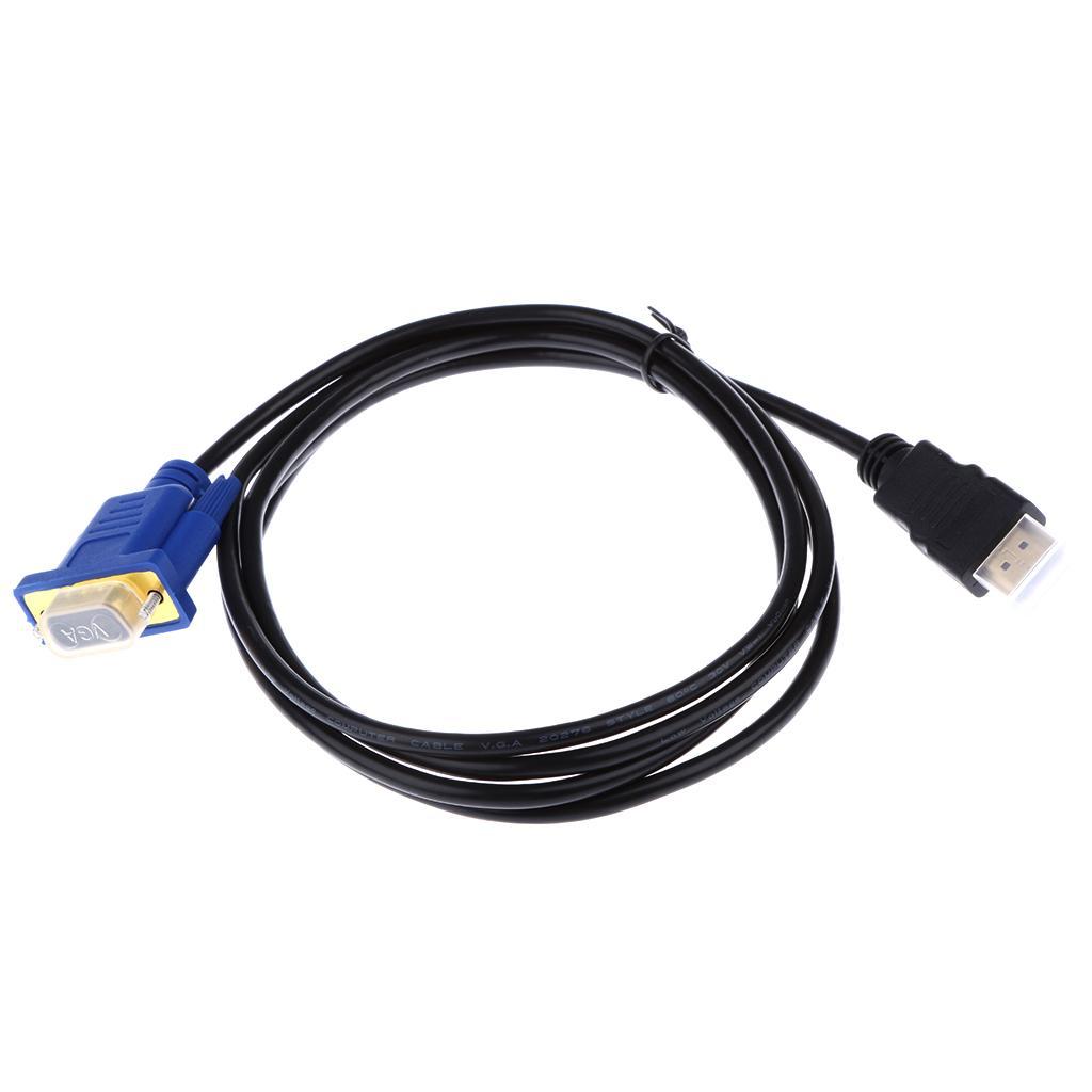 6FT HDMI TO VGA Gold-Plated HD Adapter Cable Connector 1080P For Laptop PC