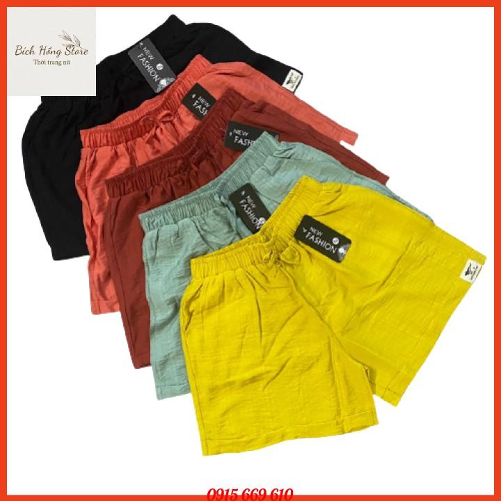 Quần Short Nữ Chất Đũi Mềm Mịn Mát Thấm Hút Mồ Hôi, Có Túi Chéo - Freesize