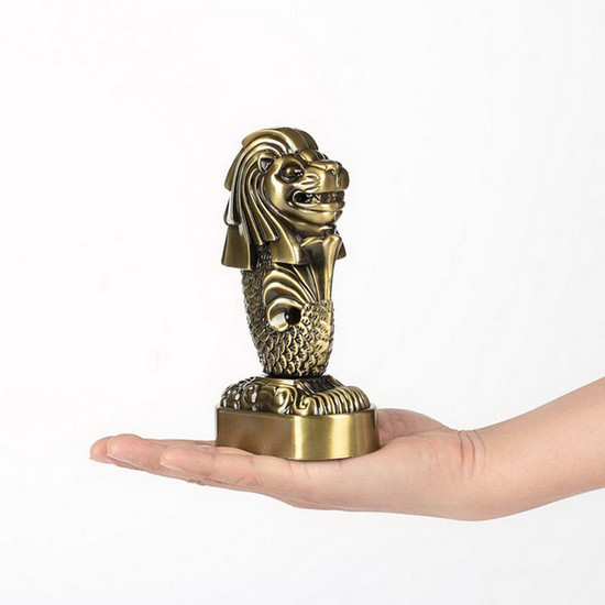 Mô hình sư tử biển Merlion cao 15.5 cm - Màu vàng rêu