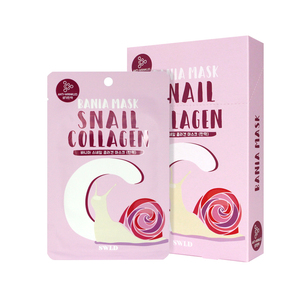 MẶT NẠ CHỐNG LÃO HÓA CHIẾT XUẤT COLLAGEN VÀ ỐC SÊN BANIA SNAIL COLLAGEN MASK (1 HỘP 10 MIẾNG 23g)