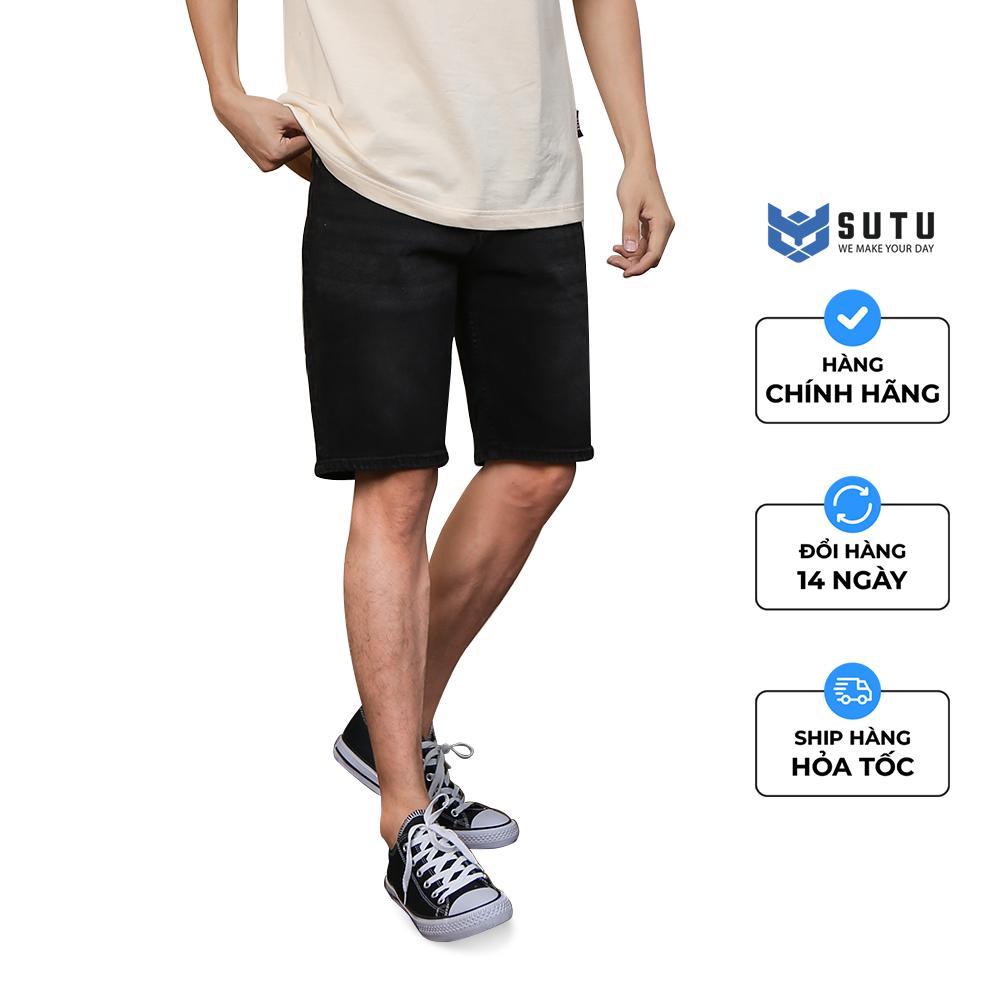 Quần Jean Short Trơn Nam SUTU Tôn Dáng Đa Dạng Màu Sắc Dễ Phối Đồ, Đi Du Lịch | Q0IXA8 - Đen C