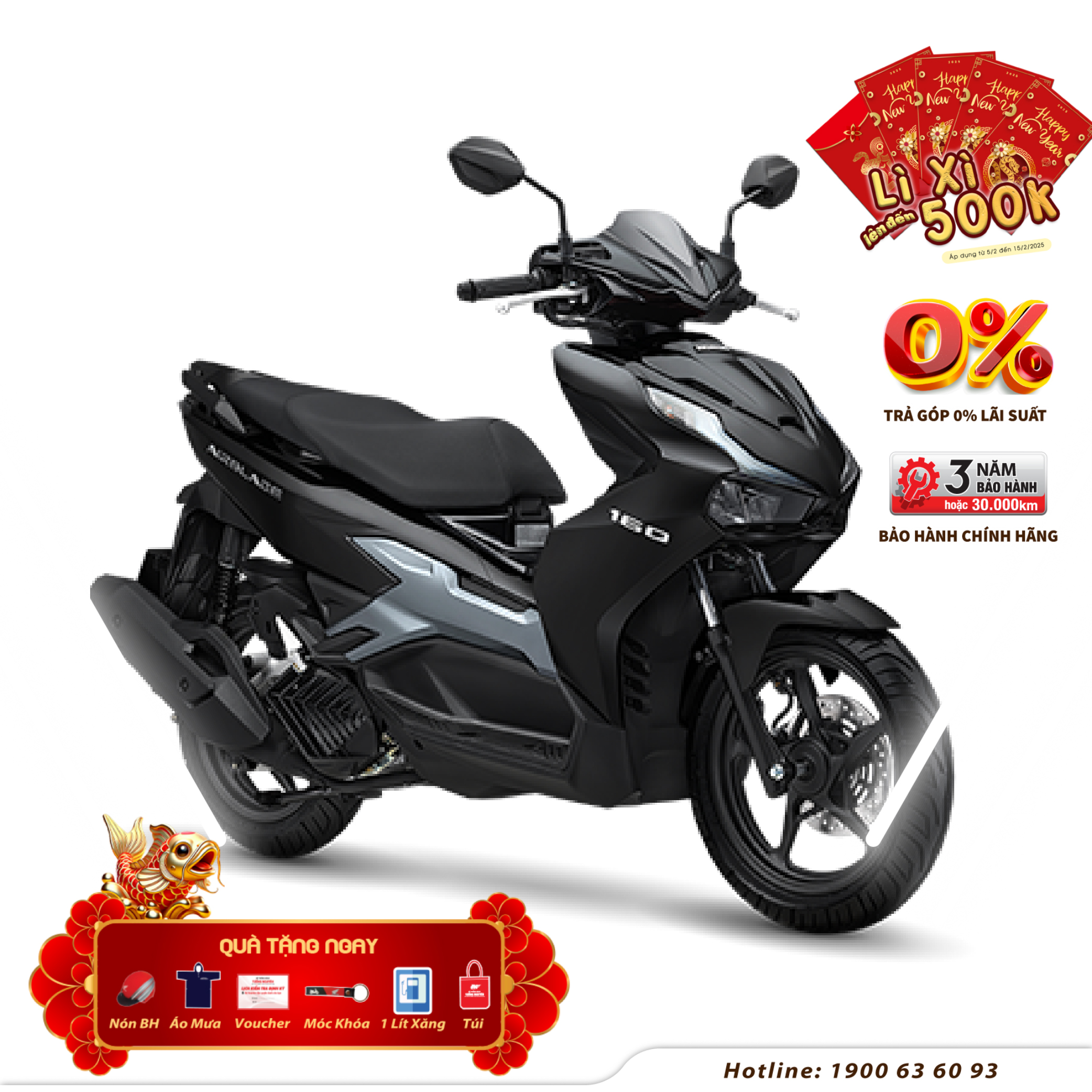Xe máy Honda Air Blade 160cc 2025 - Phiên Bản Tiêu Chuẩn - Đen Bạc