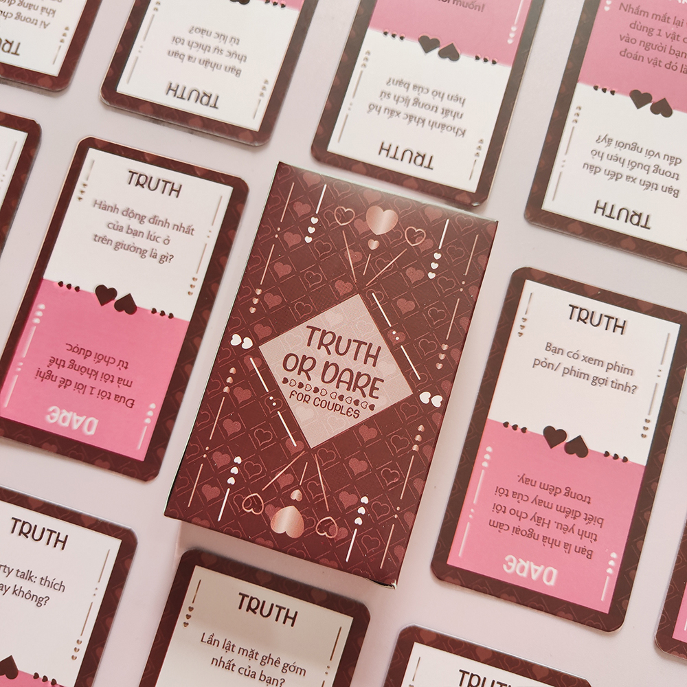 Bộ Bài Cặp Đôi Truth Or Dare For Couple Thẻ Bài Drinking Game Thách Hay Thật 50 lá Thú Vị