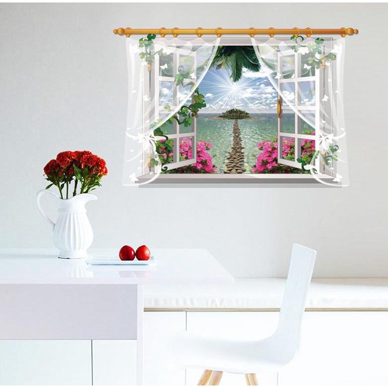 Decal Cửa Sổ Bãi Biển - Decal Cửa Sổ Bình Minh