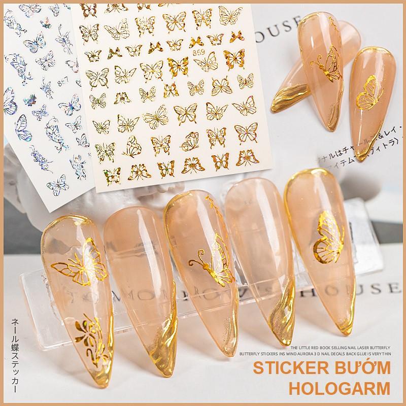 Sticker nails - hình dán móng 3D bướm hologram