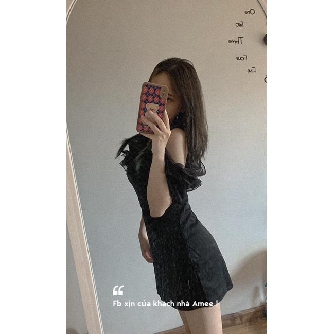 Váy đầm nữ body kiểu trễ vai phối bèo tầng dễ thương