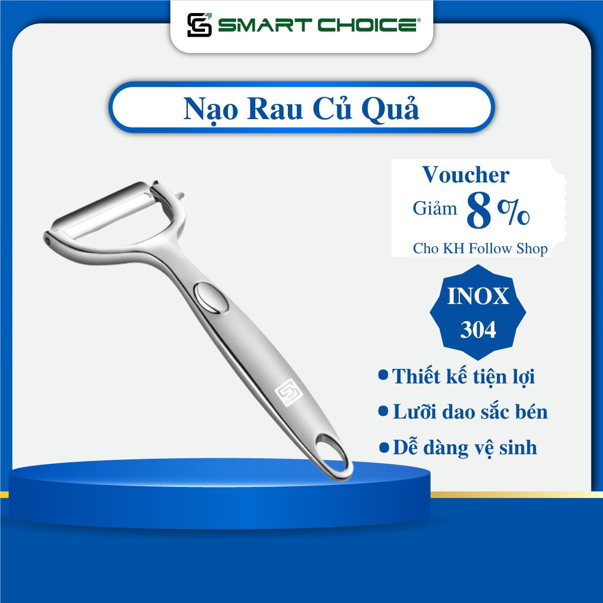 Nạo Rau Củ Quả SMARTCHOICE 100% Inox 304, Dụng Cụ Gọt Nạo Rau Củ Inox Không Gỉ, Chắc Chắn, Cứng Cáp, An Toàn Khi Sử Dụng