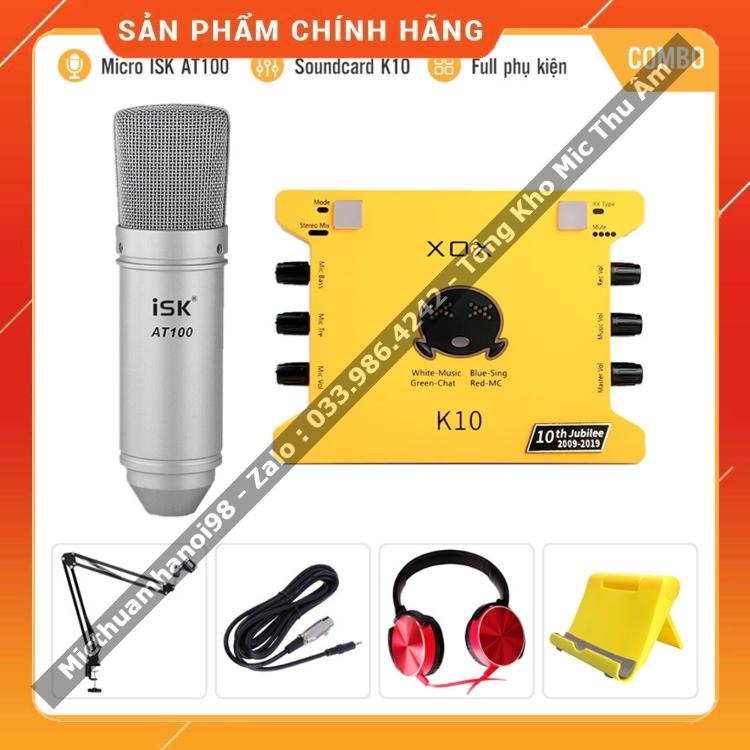 Combo Mic Thu Âm Sound Card XOX K10 2020 Micro ISK AT100 Loại 1 . Âm Thanh Cực Hay , Dễ Dàng Lắp Đặt