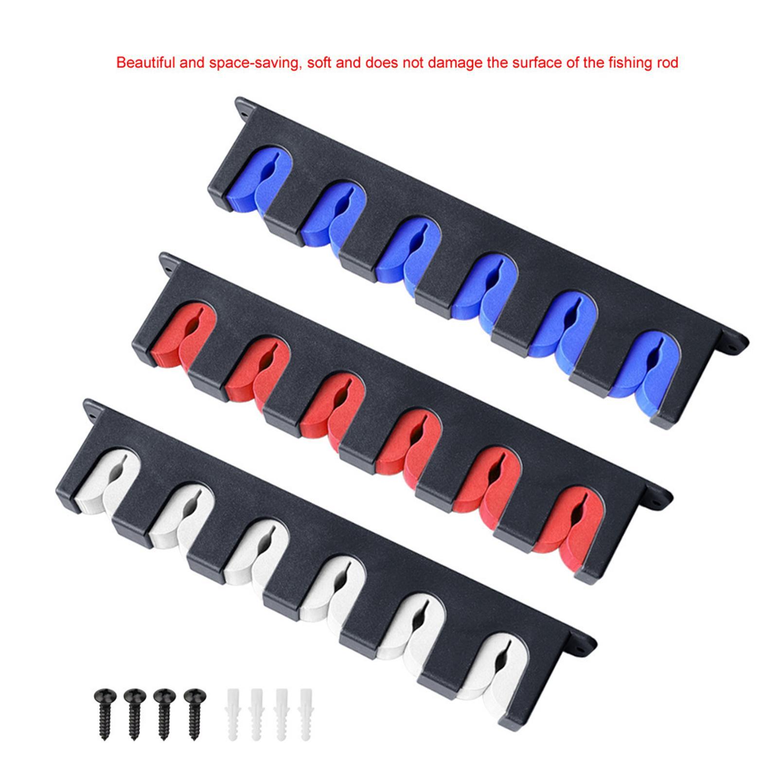 2 Pieces Fishing Rod Holder Support Organizer 6-Rod Rod Stand Fishing Rod Holder Stand Kit Wall Mount