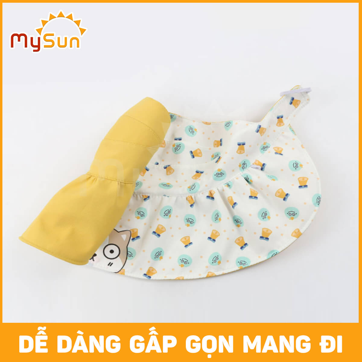 Mũ nón vải che chống nắng nửa đầu rộng vành kiểu Hàn Quốc cho bé gái, trai MySun