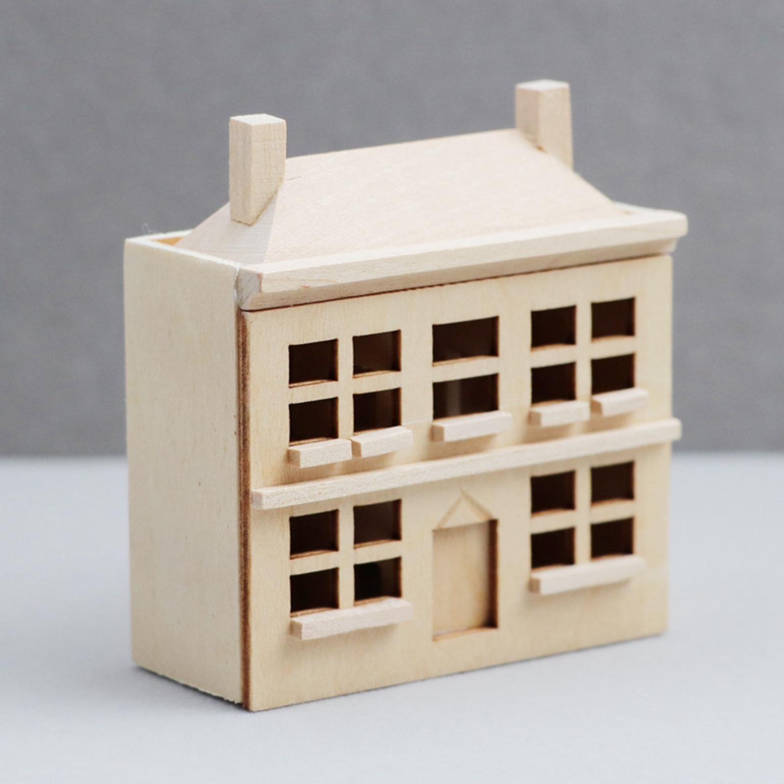 1/12 Dollhouse Villa House Handcraft Unpainted Miniature for Dolls House Decoration Accessory Child Doll Furniture Creative Toy