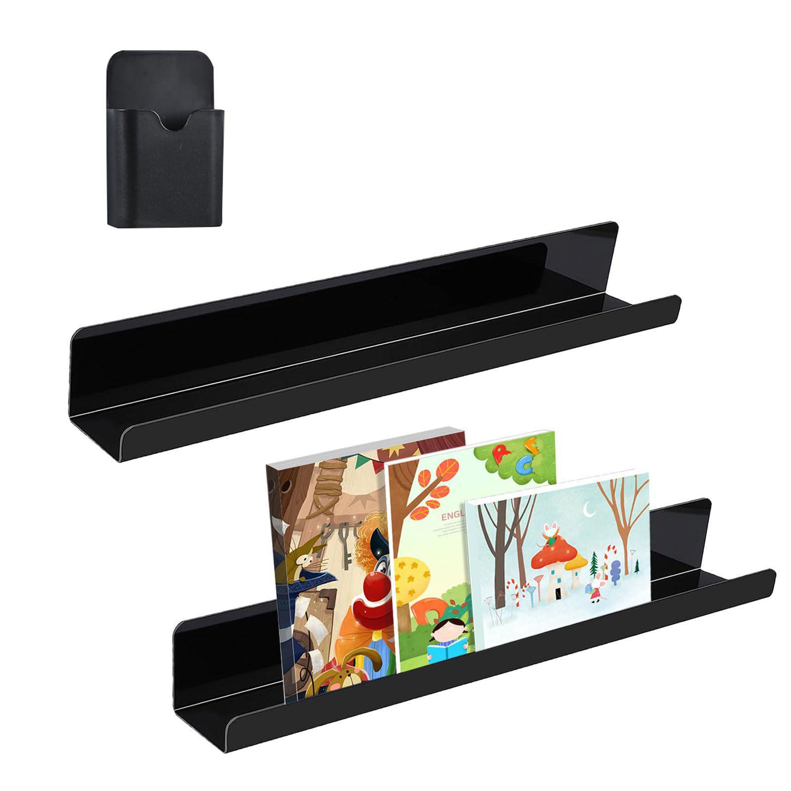 2x Acrylic Bookshelf Book Display Shelf for Kitchen Bedroom Hallway