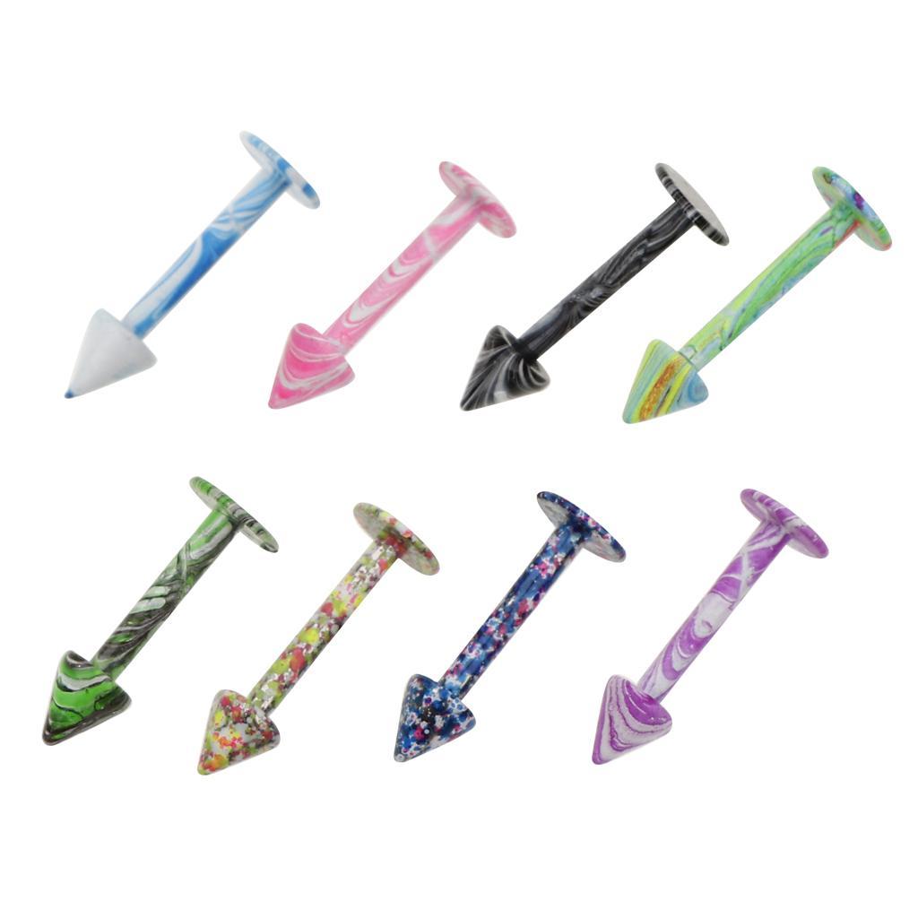 8 Pieces Stainless Steel   Labret Lip Bars  Barbell Piercing