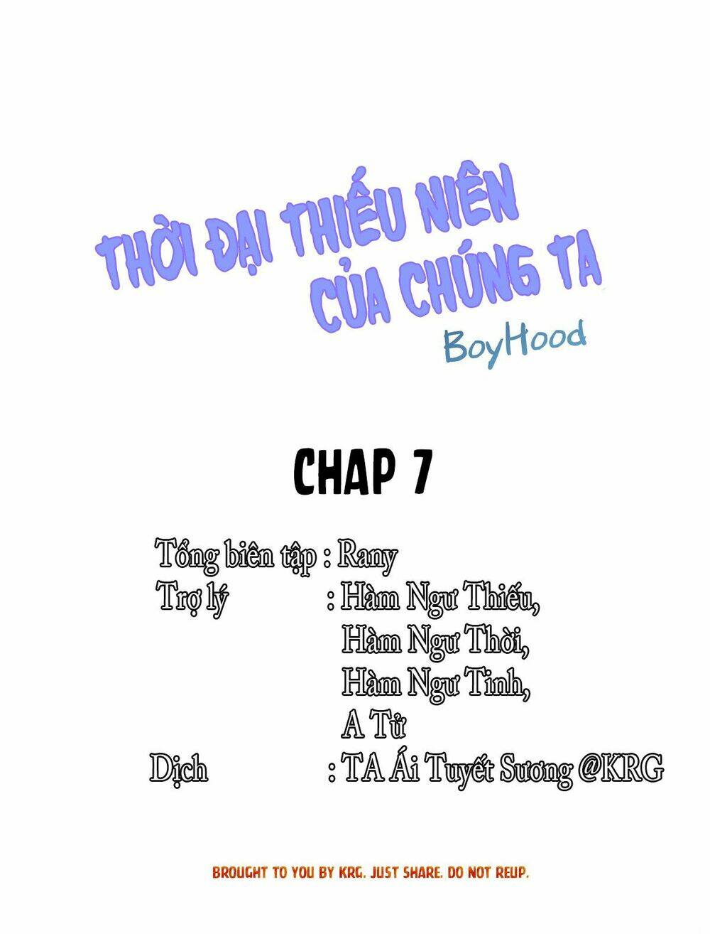 thời đại thiếu niên của chúng ta chapter 7 1