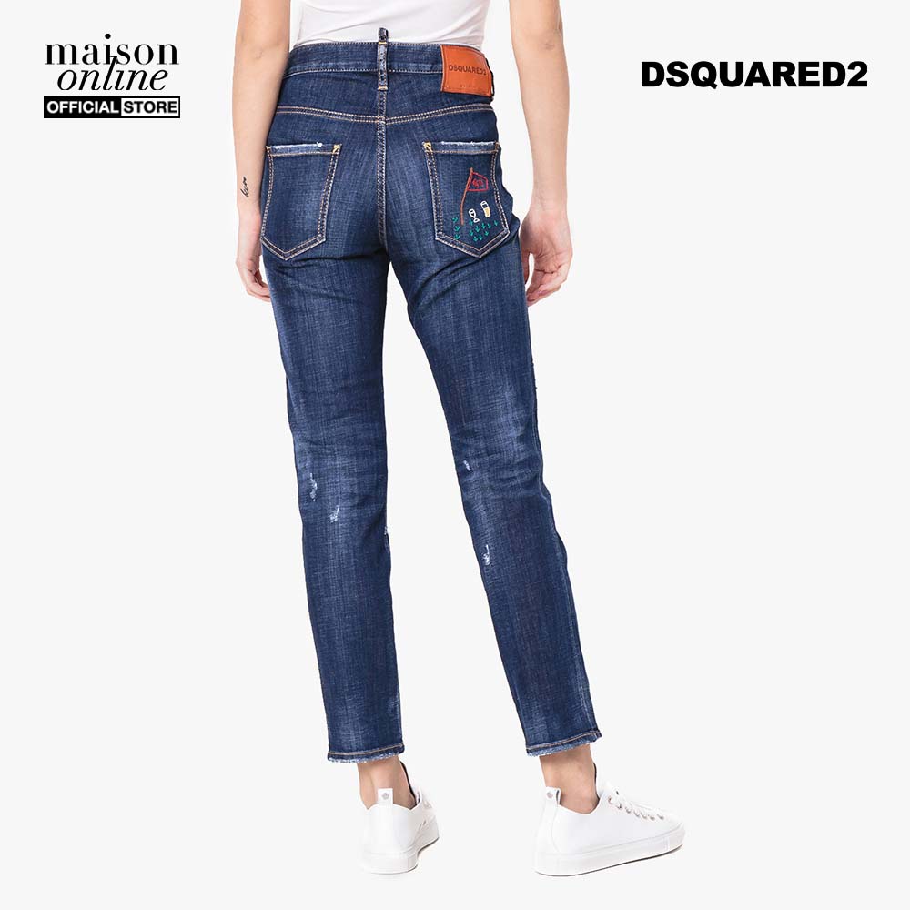 DSQUARED2 - Quần Jeans nữ lưng cao ống suông Cool Girl S75LA0992-470