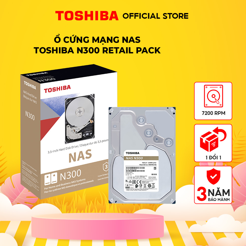 Ổ cứng mạng NAS HDD Toshiba N300 Gold 3.5Inch Hàng chính hãng
