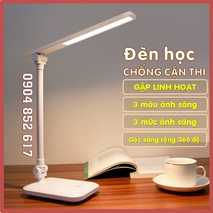 Đèn Học Để Bàn Tích Điện Chống Cận 3 Chế Độ Sáng Cảm Ứng Thông Minh