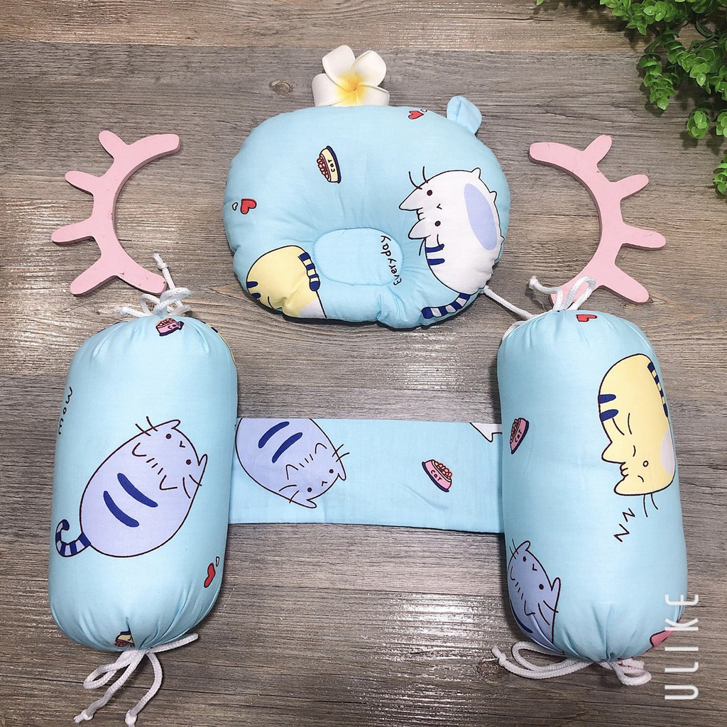 Bộ gối chặn Bộ chẹn bông cao cấp giúp bé ngủ ngon chống giật mình – PN03