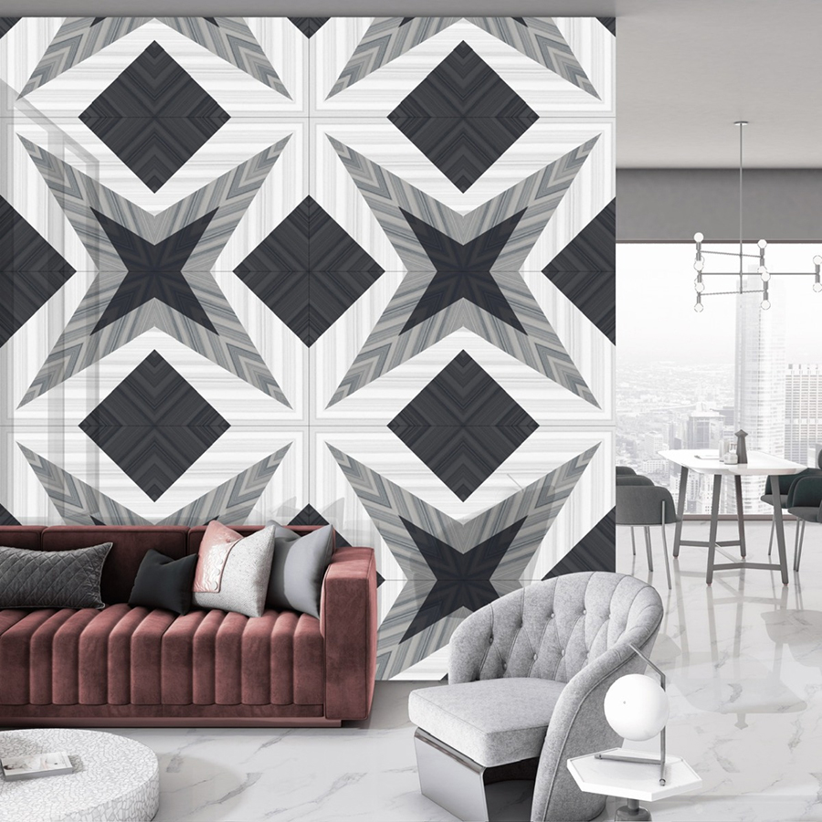 Gạch men ốp tường LUSTRA INEMB0601200059 họa tiết Chevron hiện đại, phong cách, độ hút nước dưới 0.5%, kích thước 600mmx1200mm, thùng 2 viên - Hàng chính hãng