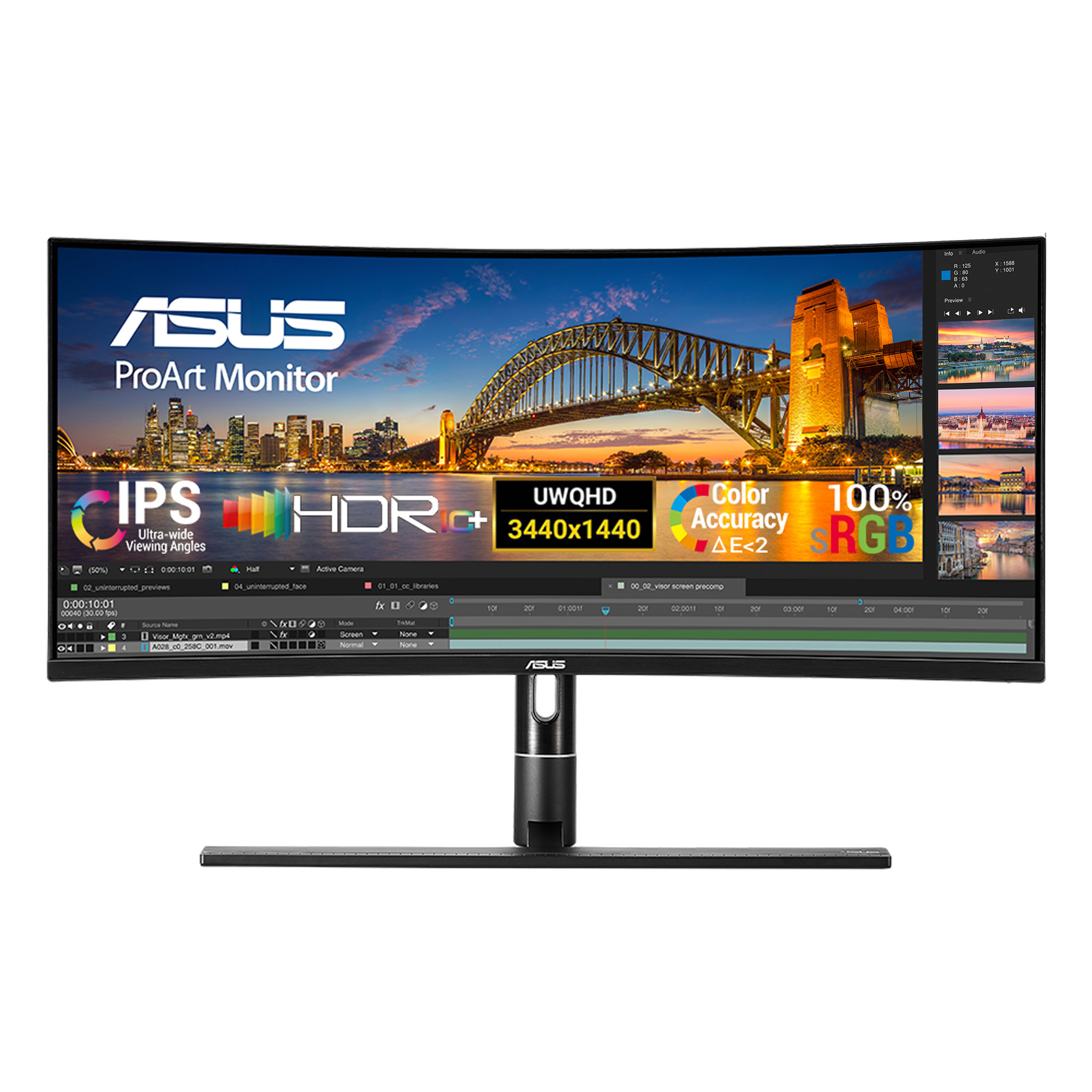 Màn Hình Cong Đồ Họa Asus ProArt PA34VC 34 inch UWQHD (3440 x 1440) 5ms 100Hz IPS ΔE &lt; 2 Thunderbolt 3 HDR10 100% sRGB - Hàng Chính Hãng