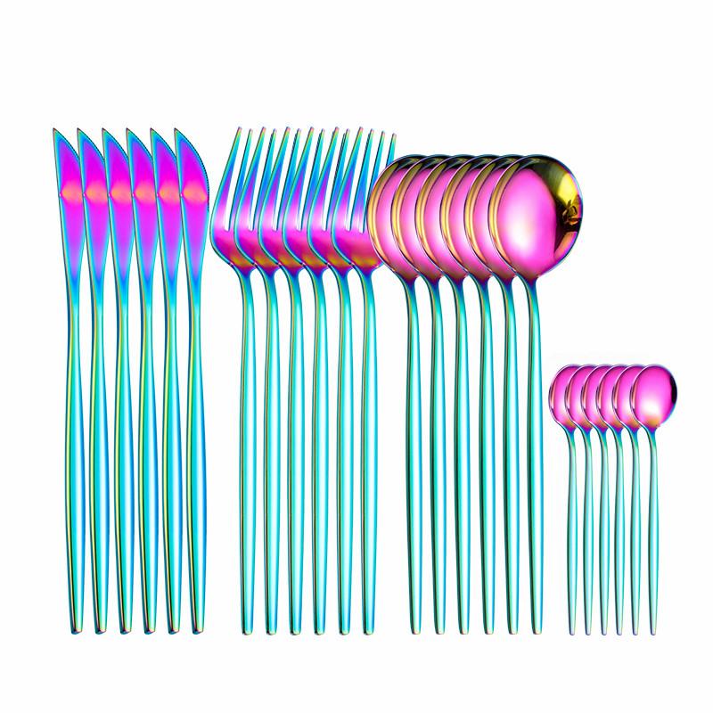 Nhà Bếp Bộ Đồ Ăn Bộ Dao Kéo Hợp Kim Inox 24 Chiếc Nĩa Thìa Dao Bộ Vàng Chén Ăn Bộ Dao Kéo Ốp Lưng Eco Thân Thiện