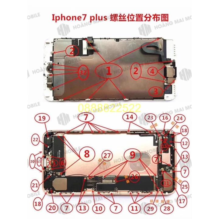 Full bộ ốc cho iPhone 6G đến 13 Pro Max