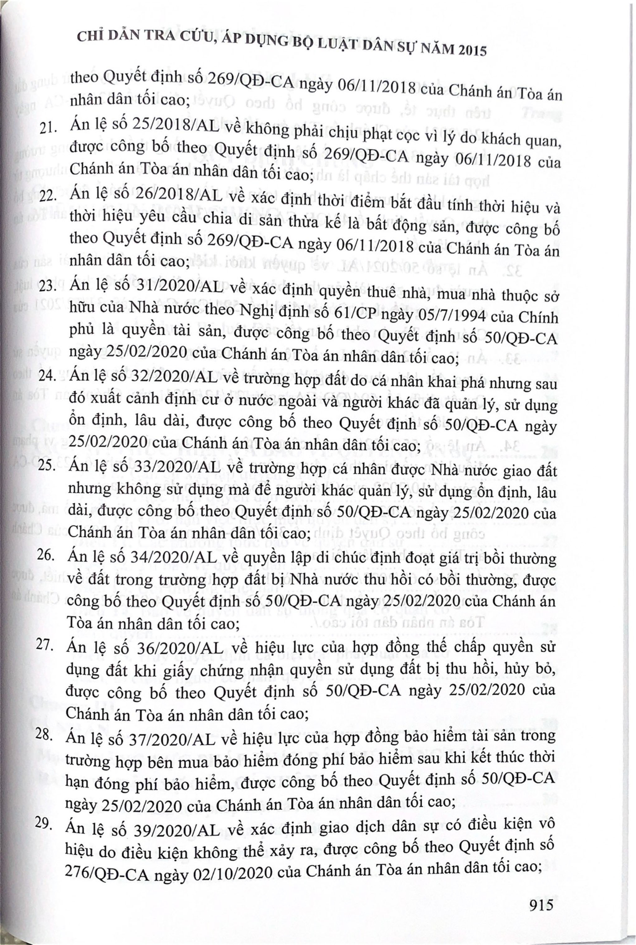 Chỉ dẫn tra cứu áp dụng Bộ luật Dân sự năm 2015 (Tái bản lần thứ nhất có sửa đổi bổ sung)