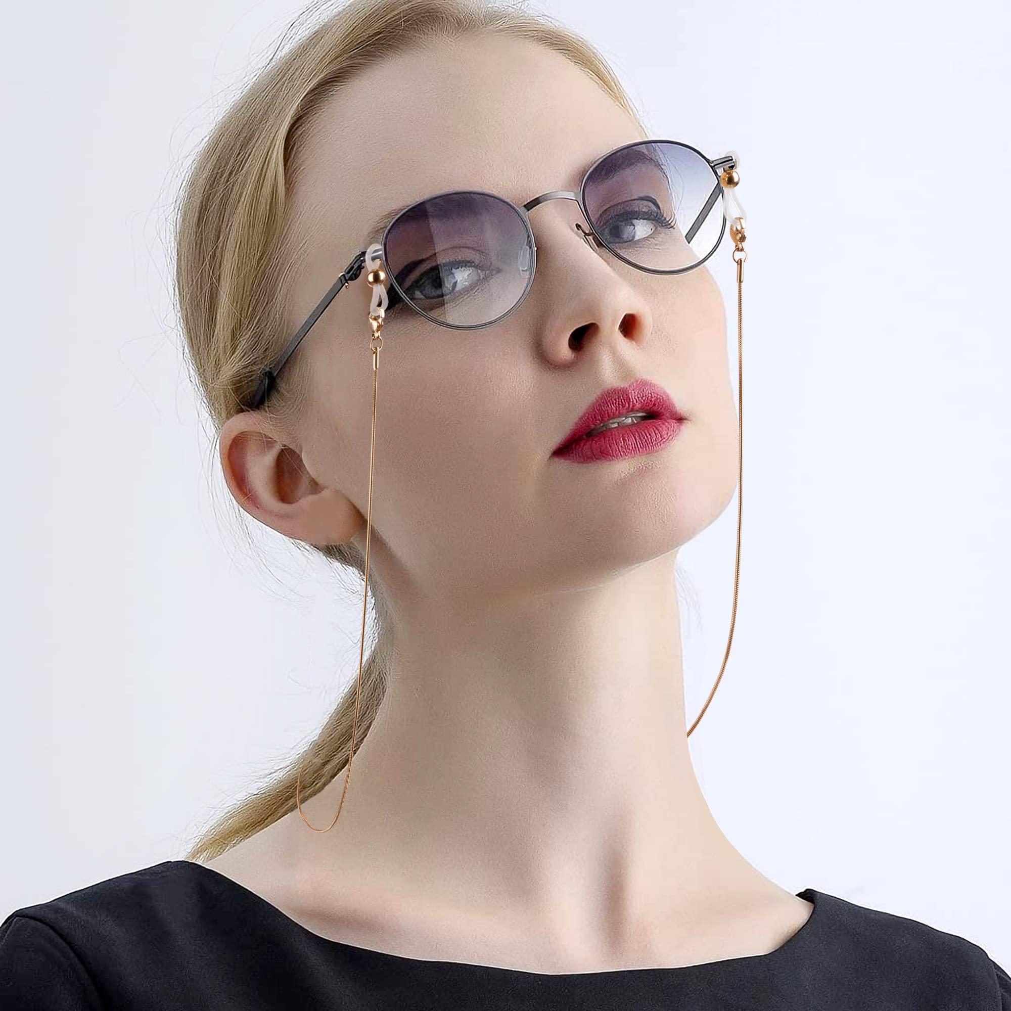 Chuỗi dây kính bằng thép không gỉ Chuỗi Kính kính râm với 12 chuỗi kính chống lại dành cho phụ nữ vàng vàng vàng 3 miếng