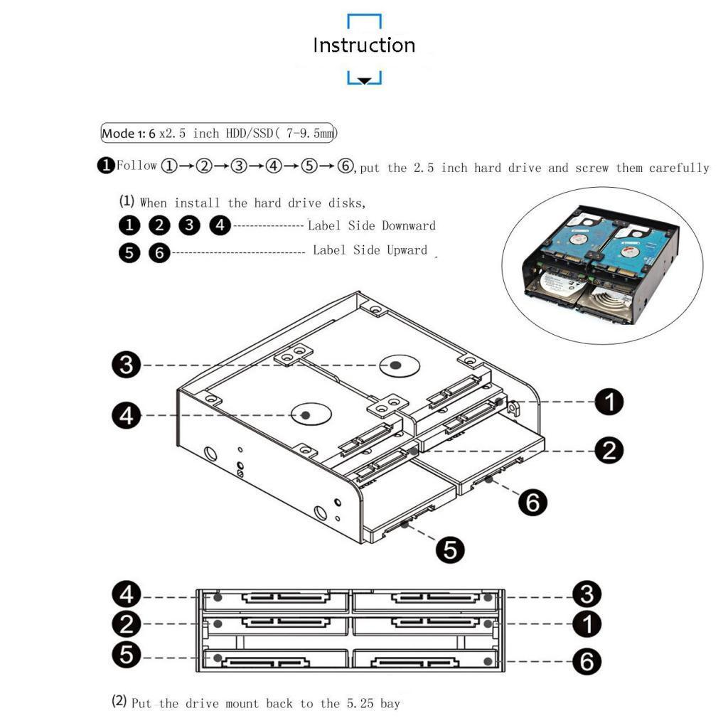 Internal 5.25" to 3.5-Inch Hard Disk Drive HDD Mounting Bracket Kit for PC