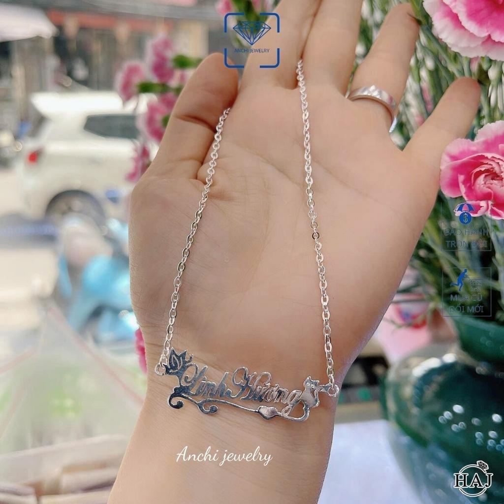 Dây chuyền bạc khắc tên cho bé gái, vòng cổ trẻ em bạc nguyên chất, Anchi jewelry