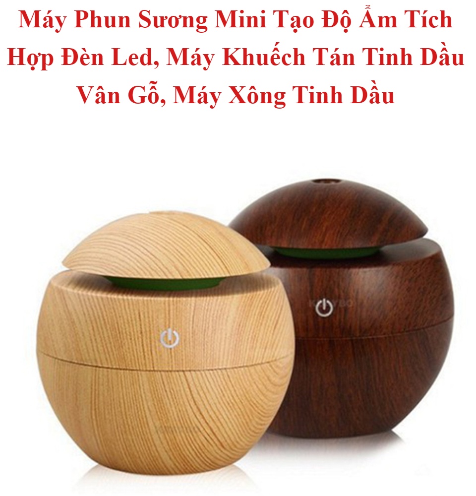 Máy Phun Sương Mini Tạo Độ Ẩm Tích Hợp Đèn Led- Máy Khuyếc Tán,Xông Tinh Dầu Vân Gỗ - Hàng Chính Hãng MINIIN