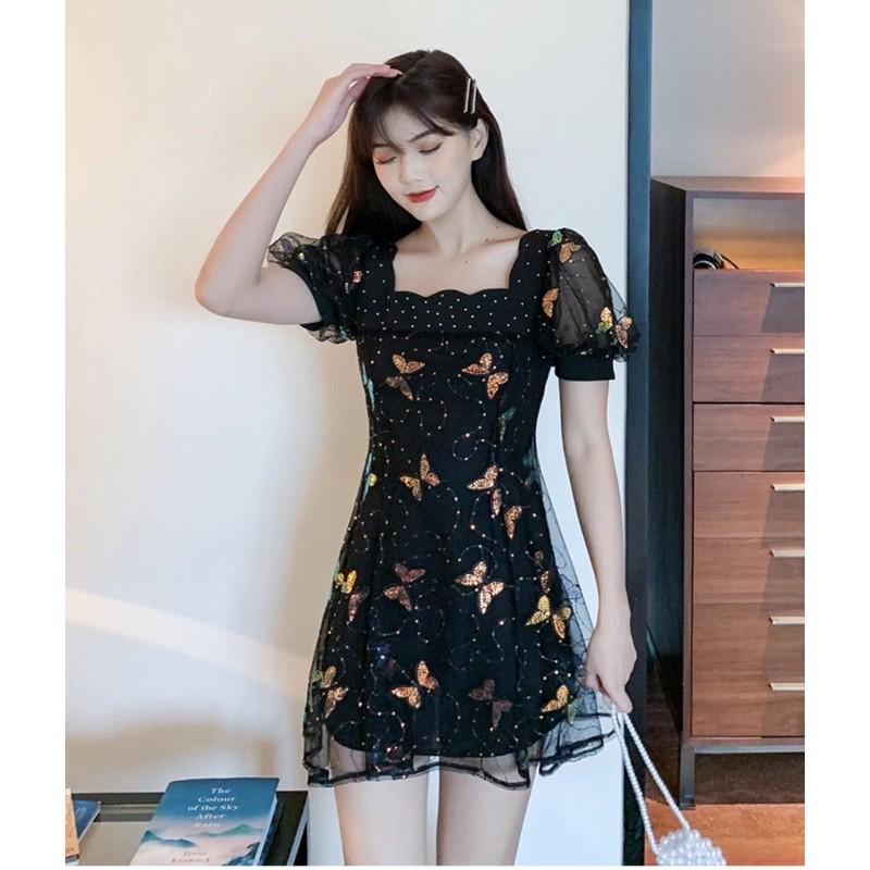 ĐẦM ULZZANG THÊU BƯỚM KIM SA CAO CẤP