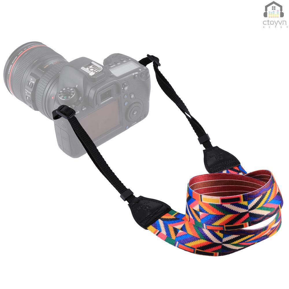 Dây đeo máy ảnh bằng cotton họa tiết nhiều màu phong cách cổ điển thay thế tiện dụng cho SLR DSLR