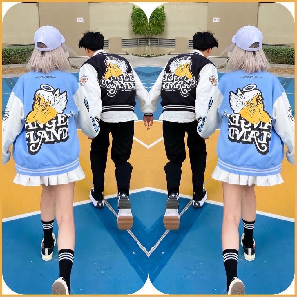 Áo Khoác BOMBER/ Áo Khoác Dù Bóng Chày in chữ ANGLE LAND 2 lớp dày dặn From rộng Unisex Nam Nữ