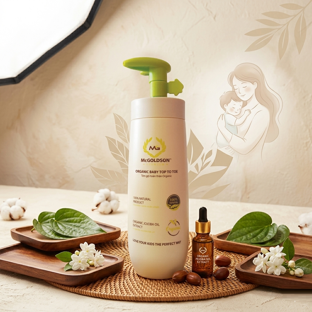 Combo 2 chai tắm gội toàn thần Organic Mcgoldson tặng 1 khăn khô đa năng StayDry
