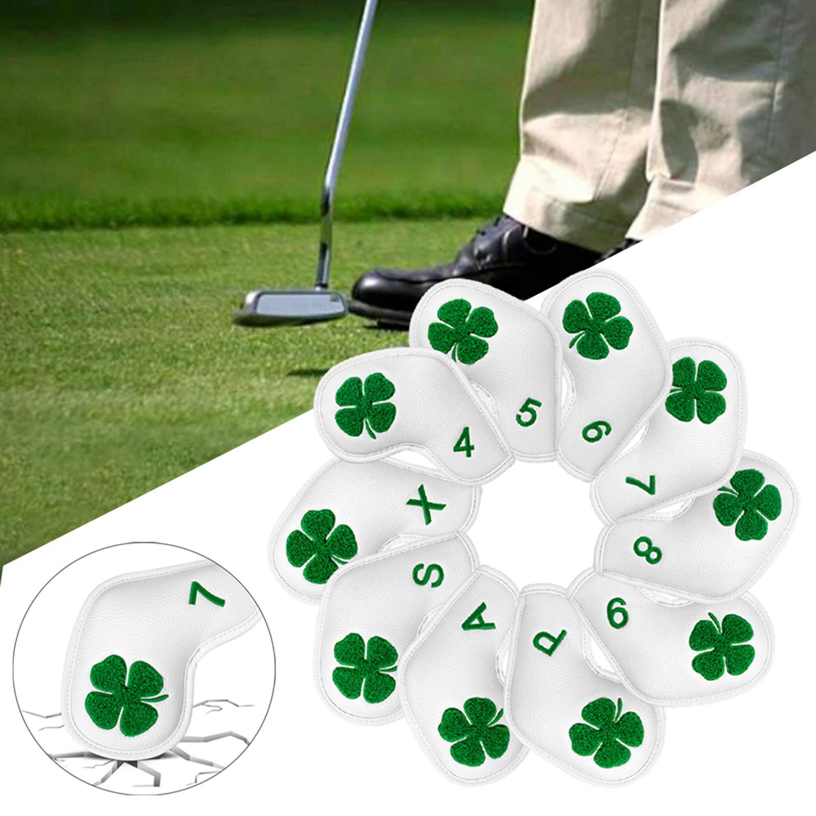10 Pieces PU Leather Golf Iron Headcover Protector 4-9,A,S,P,X, Golf Club Head Cover Fits All Brands