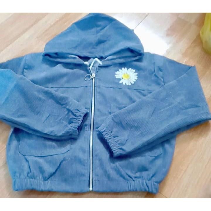 Áo khoác bombers nhung tăm in hoa cúc cute BBQ RumHana