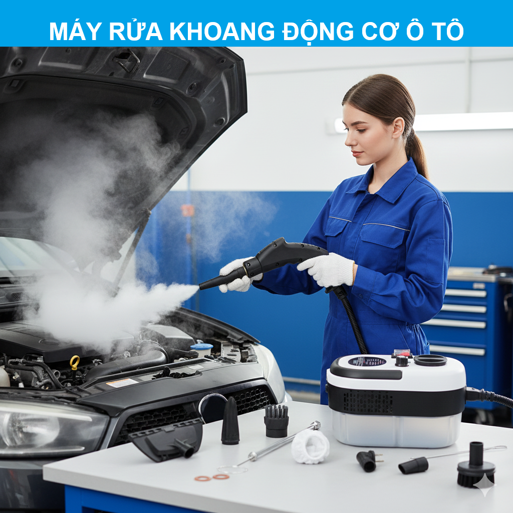 Máy Rửa Khoang Động Cơ Ô Tjô Bằng Hơi Nước Nóng – Làm Sạch Sâu, An Toàn Điện, ĐÈN TRANG TRÍ