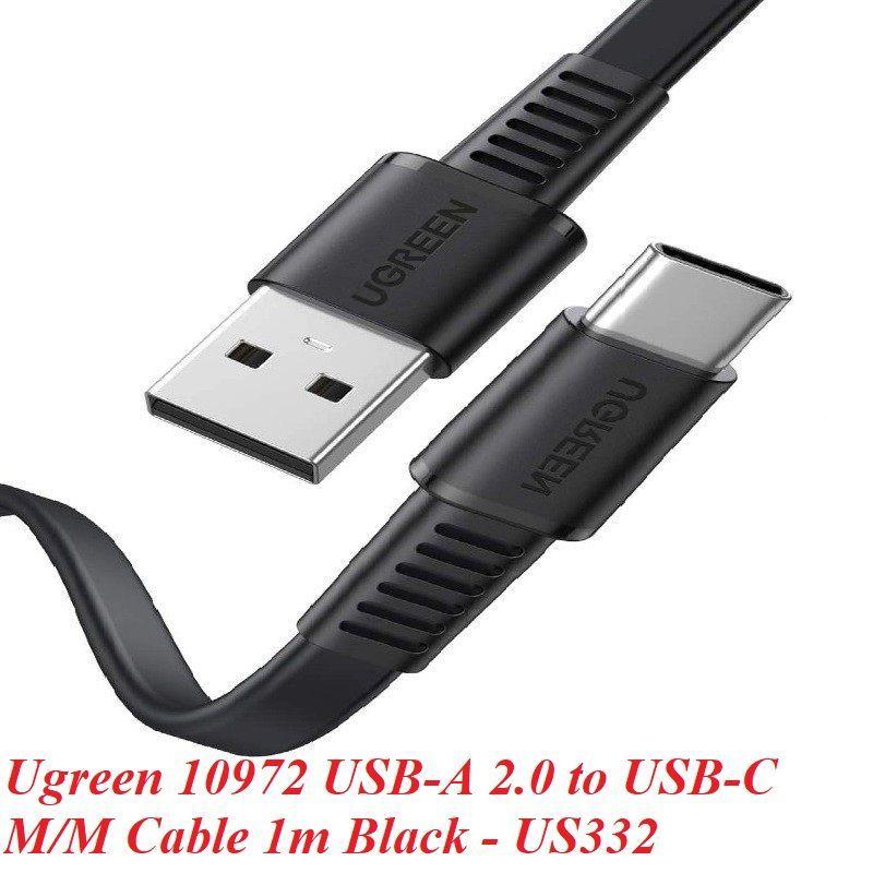 Ugreen UG10972US332TK 1M cáp usb A ra type C mỏng dẹp 2.5mm màu đen dây nhựa ABS - HÀNG CHÍNH HÃNG